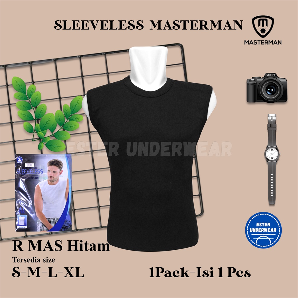 Kaos Tanktop Pria MASTERMAN HITAM ISI 1PCS