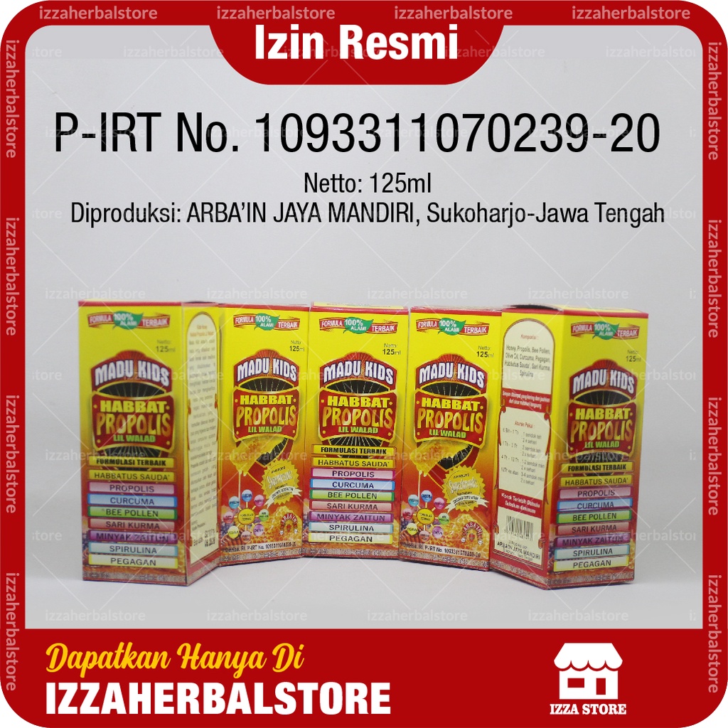 Vitamin Anak Penambah Nafsu Makan Madu Kids Habbat Propolis Lil Walad Kemasan 125ml Terpercaya