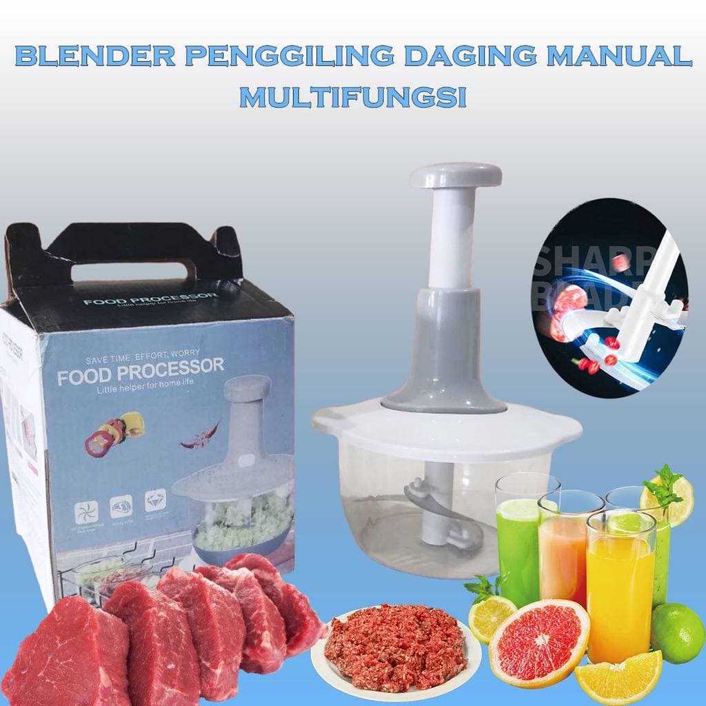 TGM - Blender Kapsul Manual 2L Chopper Blender Tekan 3 in 1 Multifungsi Penggiling Pencacah Daging Sayur