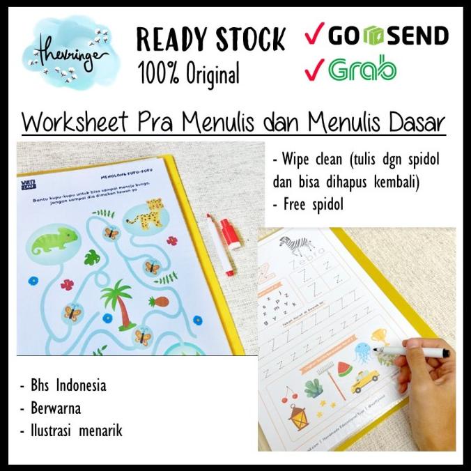 

Buku Latihan 2-6 Tahun Pra Menulis Wipe Clean Worksheet Wuffyland
