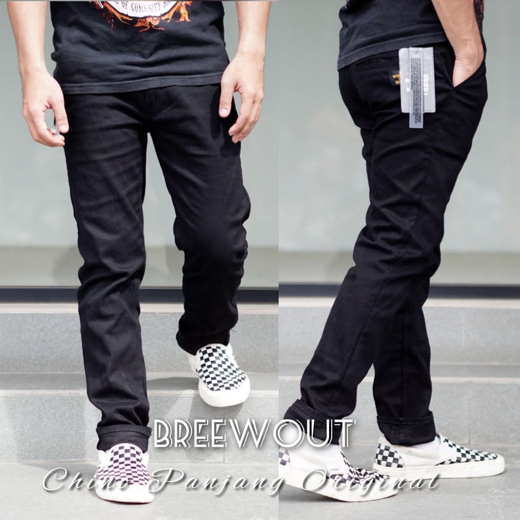 BREEWOUT ORIGINAL Art08 Celana Chino Panjang Pria celana panjang chino warna Grey Abu Tua ori