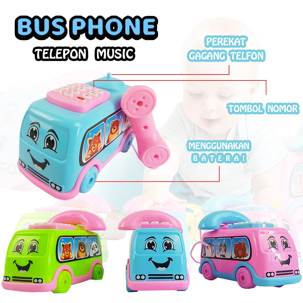 Mainan Anak Telepon Musik/ Mainan Mobil-Mobilan Bus Musik YJYD6 ( YOGOBATA )