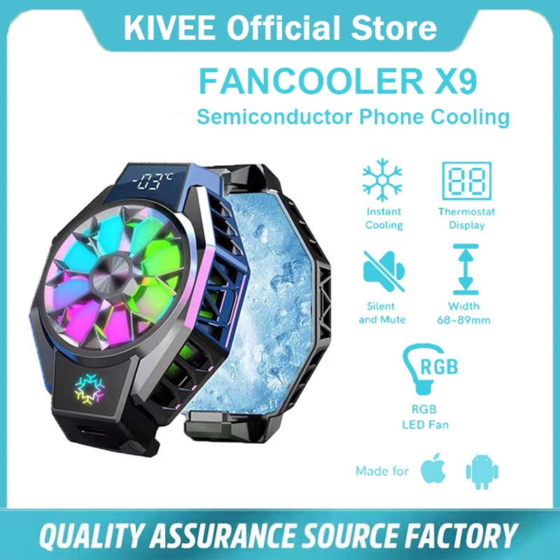 KIVEE Fan Cooler Pendingin HP Gaming Cooler Mobile Phone Radiator Clip-on Ultra Quiet Cool Quickly Cooling With Digital Display For iphone xiaomi vivo oppo Samsung