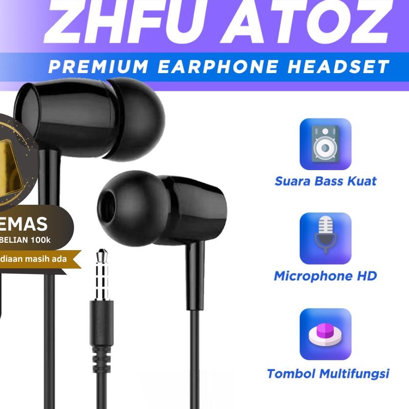 ➼ Zhfu Atoz Premium Earphone Headset Handsfree Heavy Bass ۞