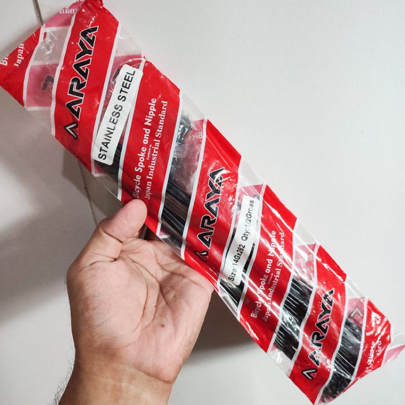 72Pcs Araya Spoke Ruji Jari Sepeda Stainless 14G x 262 Warna Hitam Untuk Rims Velg 26 Inch Panjang 1