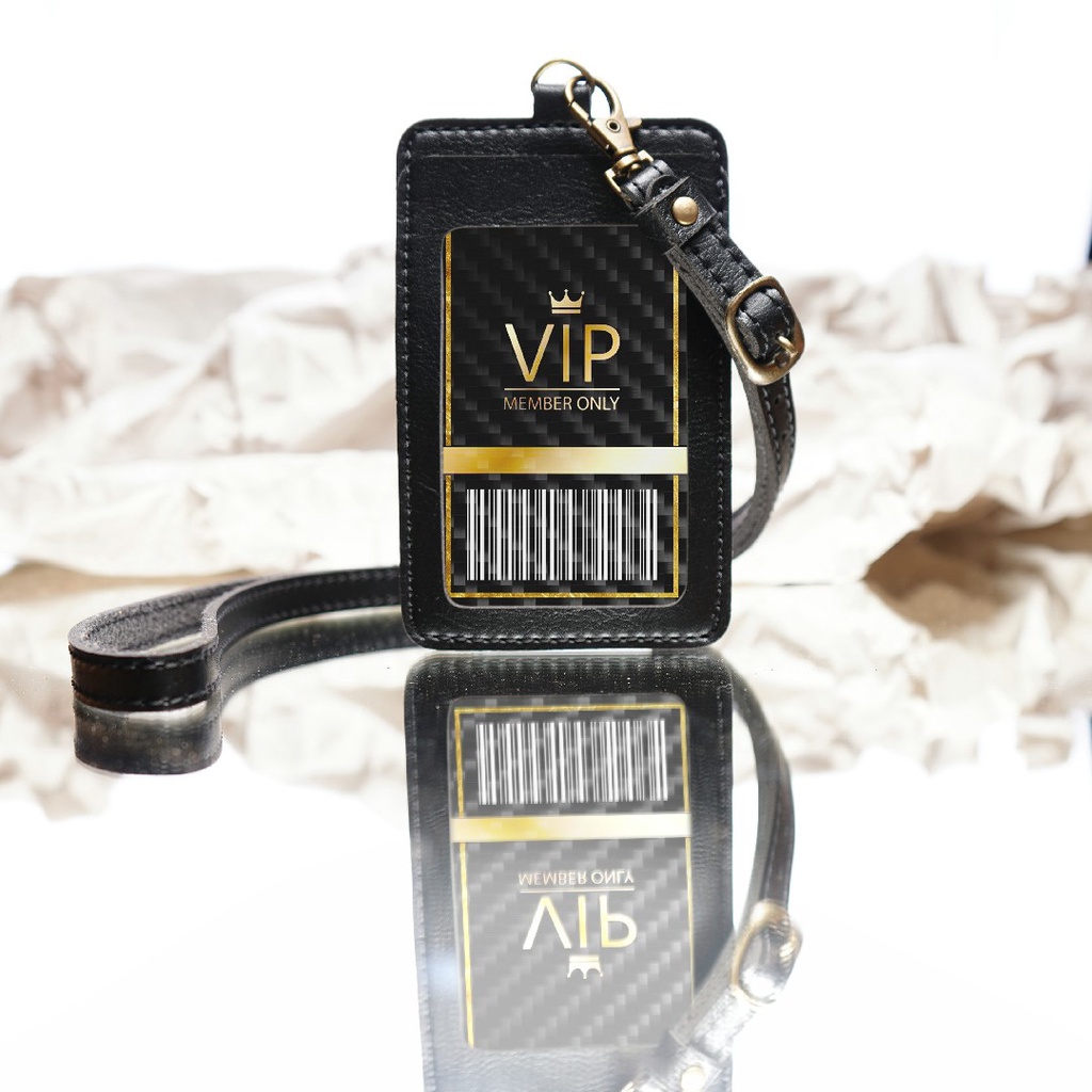 Lanyard Dan Tag Name Tag ID Card Holder Kulit Lanyard Harga Terjangkau Berkualitas PU Leather Lanyard ID Card Cardholder Gantung Leher Lucu Name Tag Id Card Custom Nama Lanyard Id Card Custom Nama