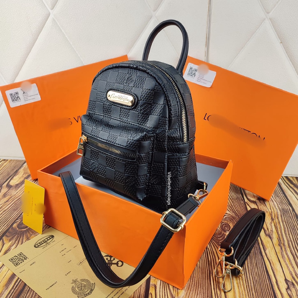 Tas Ransel Wanita Import Backpack Mini Cewek Stylish Korea - RANSEL FASHION / BACKPACK IMPORT / RANSEL MOTIF / RANSEL KOREA / RANSEL LV - ELVI Ransel 3in1 Tas Batam Import Murah NAGITABAGS KALENSHOP 0662