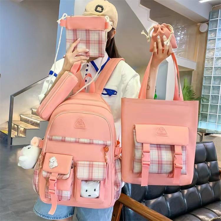 Tas Sekolah Anak Perempuan Backpack Set SD SMP SMA Kuliah Wanita Tas Backpack Ransel Sekolah Tas Ker