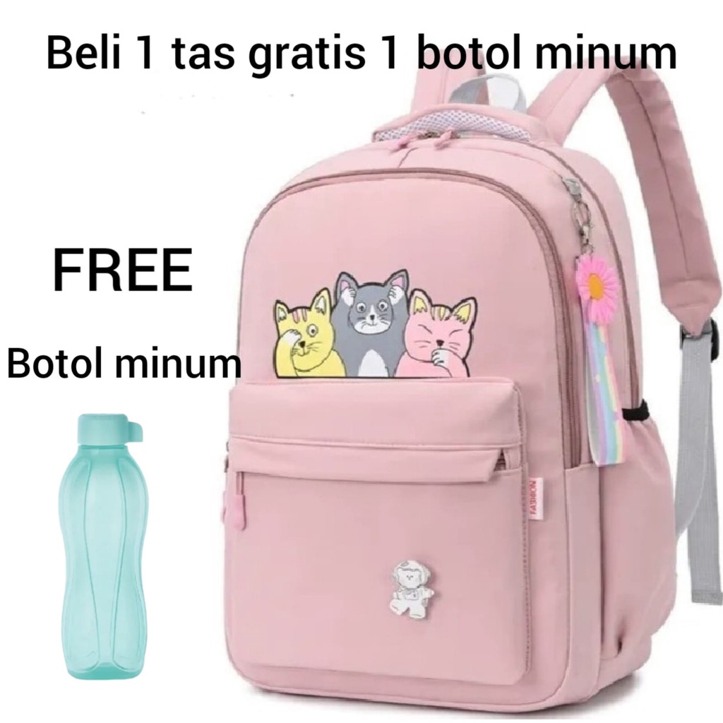 FINISH Ransel Wanita Anime Neko Atsume Ransel Travel untuk Anak Perempuan Laki-laki Tas Bahu Gambar 