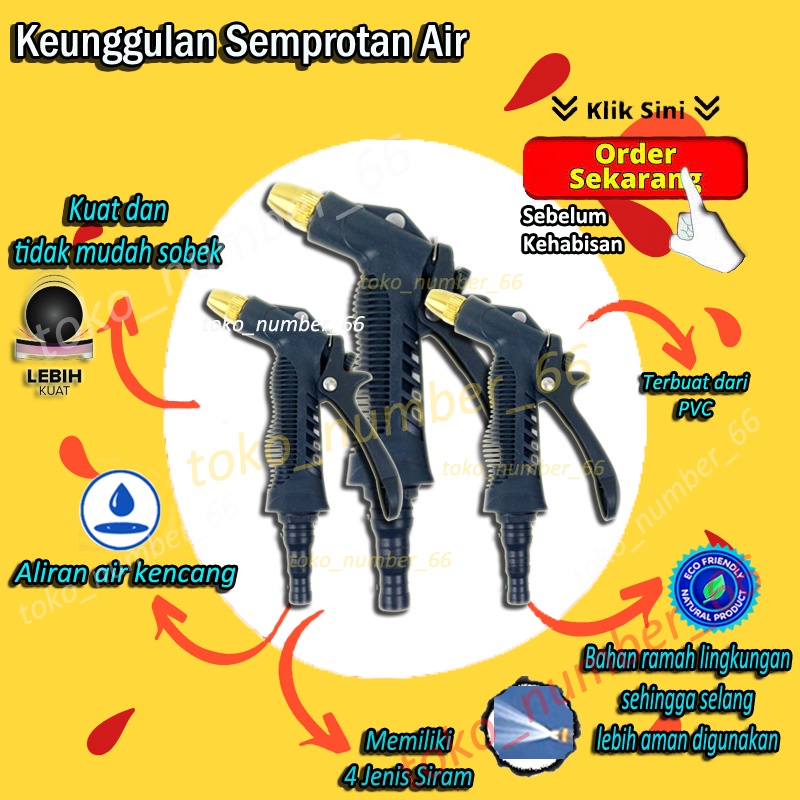 TERLARIS SATU PAKET KEPALA SEMPROTAN KLEM SELANG AIR 2 PCS WATERGUN TAMAN JET SPRAY HOSE NOOZLE COD MURAH