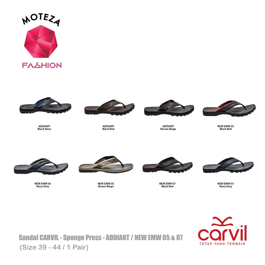 Moteza Sandal Jepit Carvil Pria / Sendal Cowok Sponge Press Casual Original - ADDIANT // NEW EMW 05 &amp;07