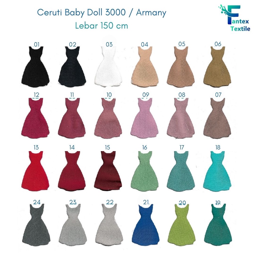 (HARGA PER 50 CM) Kain Ceruti Baby Doll 3000 Armani Premium Eceran per 50 cm 1/2 m meter