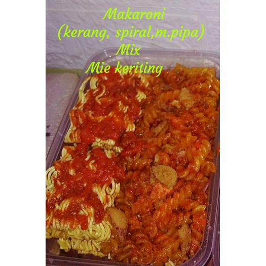 

Makaroni kerang spiral mix mie keriting 200 gram box 650ml bumbu basah
