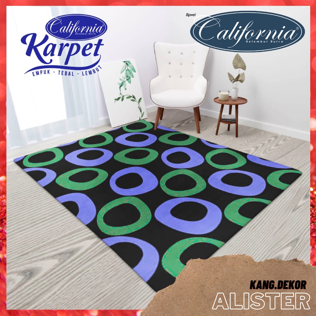 Karpet Selimut California Motif Alister 150x190 Murah Premium Busa Besar Lembut Empuk anti Licin Polyester Tikar Malaysia Perlengkapan Rumah Minimalis