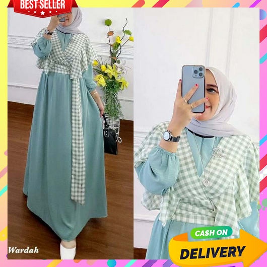 Gamis Lebaran Dewasa Terbaru Remaja Cewek Mewah Midi Dress Kondangan Abaya Dres Elegan Long Korean S