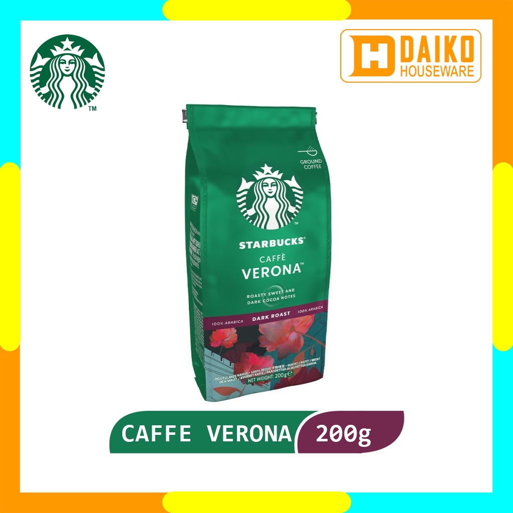 Kopi Bubuk Starbucks Caffe Verona Dark Roast Coffee Sachet Bag 200 gr