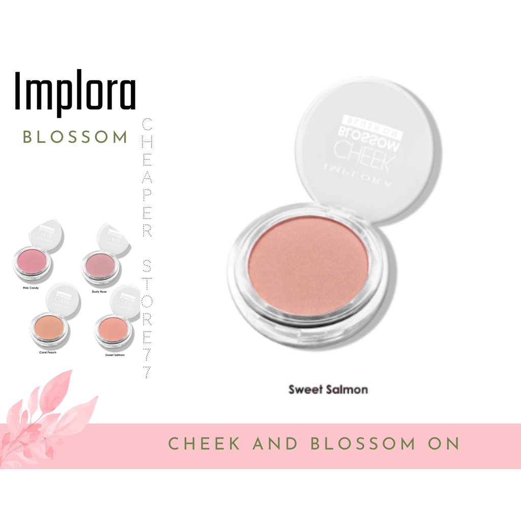 IMPLORA - CHEEK BLOSSOM BLUSH ON CORAL PEACH-DUSTY ROSE-PINK CANDY-SWEET ALMOND