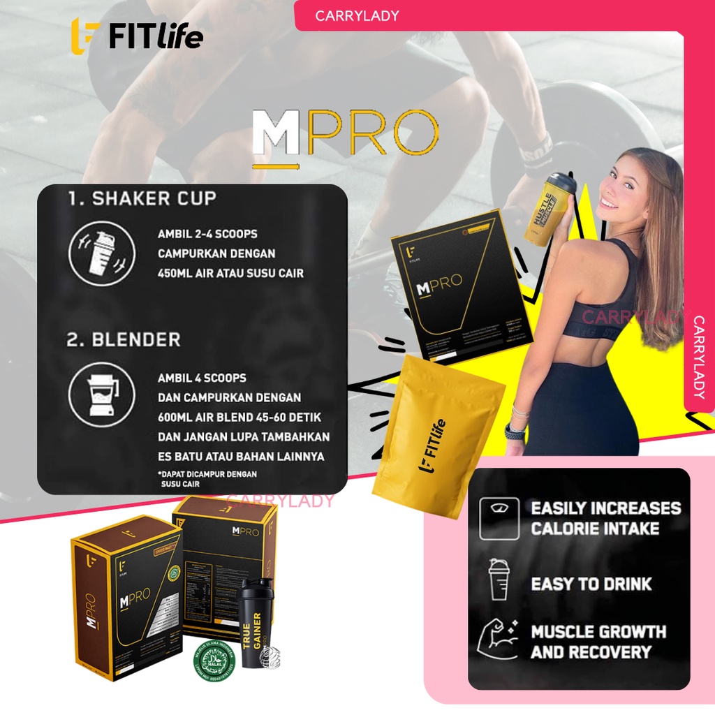 FITLIFE MPRO True Mass Pro Gainer 5.3lbs / 2.4kg (40 servings) 40SERVINGS PENGGEMUK BADAN