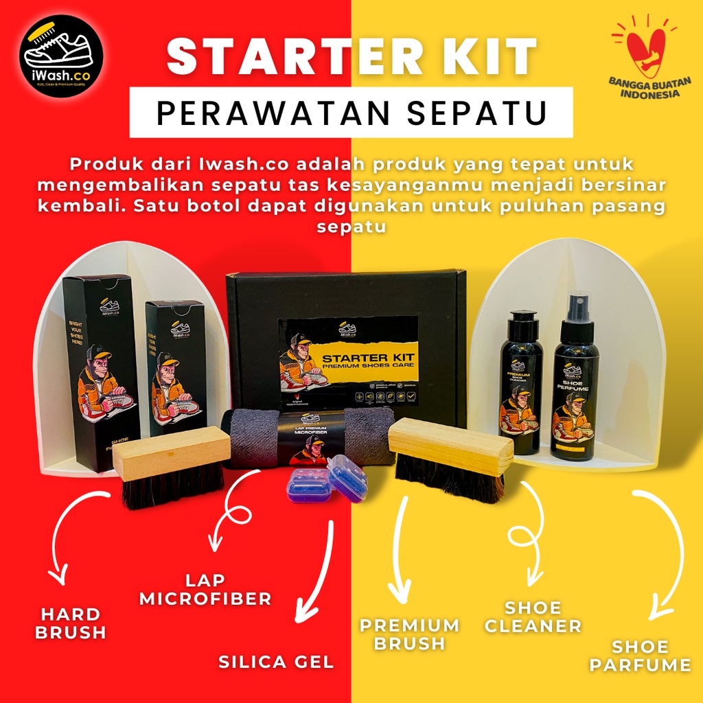 Iwash.co Starter Kit | Cairan Pembersih Sepatu | Paket Sabun Cuci Sepatu | Shoes Cleaner | Cleaner K