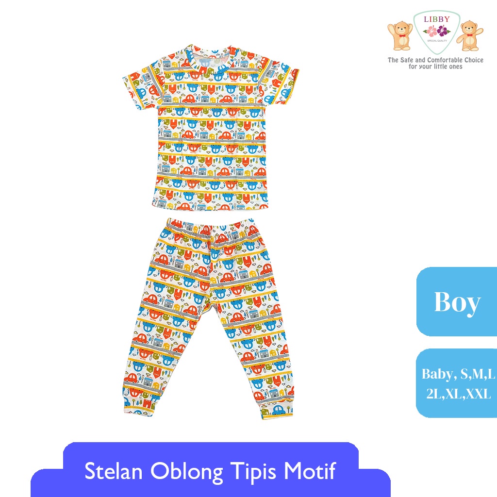 New 1stel LIBBY Stelan Oblong Cotton Rib Pendek + Celana Panjang