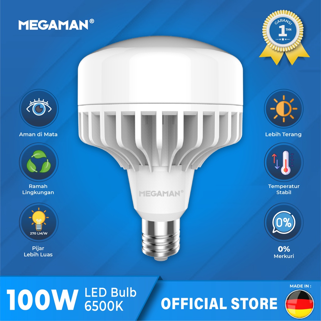 LAMPU LED CAPSULE MEGAMAN 100 WATT LAMPU HIGHBAY GUDANG E40 YTPDGLE5