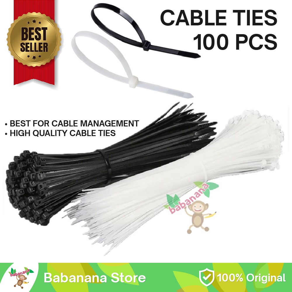 Cable Ties isi 100 pcs Hitam Putih Kabel Tis 10cm 15cm 20cm 25cm 30cm