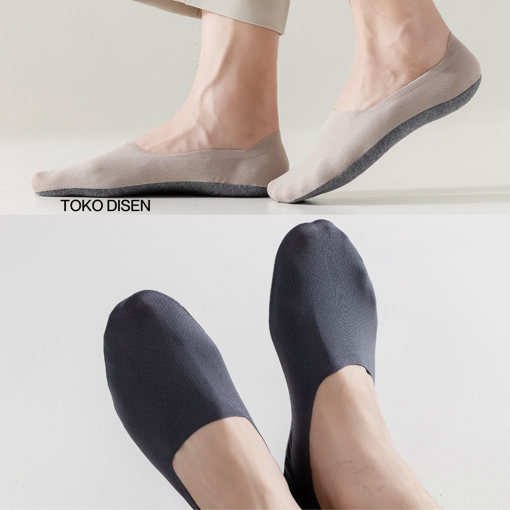 Kaos kaki pria wanita tak terlihat - hidden socks anti slip small mesh ice silk pure cotton