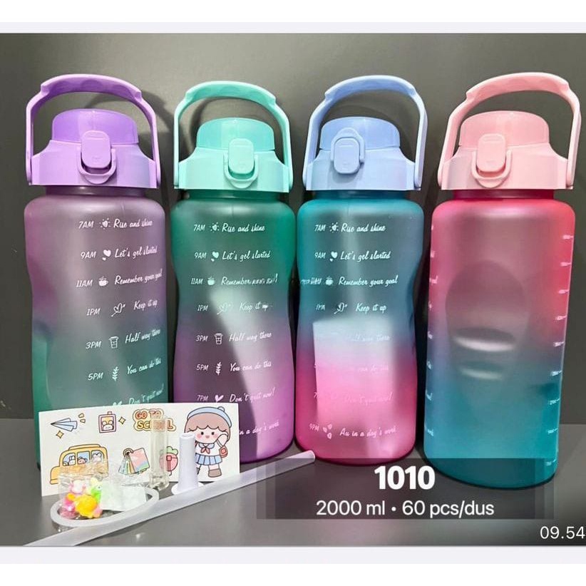 Botol Minum Anak 2 LITER GRADASI 2L MOTIVASI FREE STIKER 2D 3D FREE BUBBLE VD Kekinian Tumbler Anak 