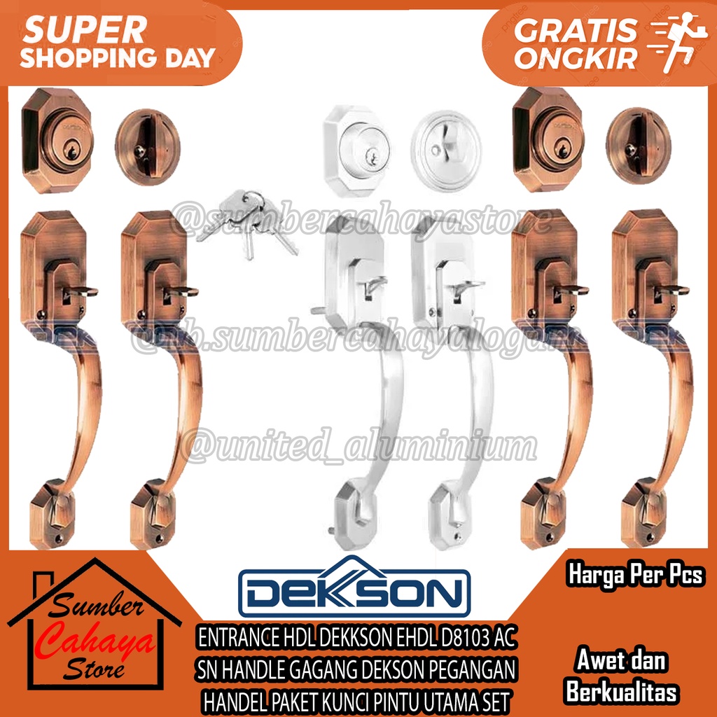 ENTRANCE HDL DEKKSON EHDL D8103 AC SN HANDLE GAGANG DEKSON PEGANGAN HANDEL PAKET KUNCI PINTU UTAMA S