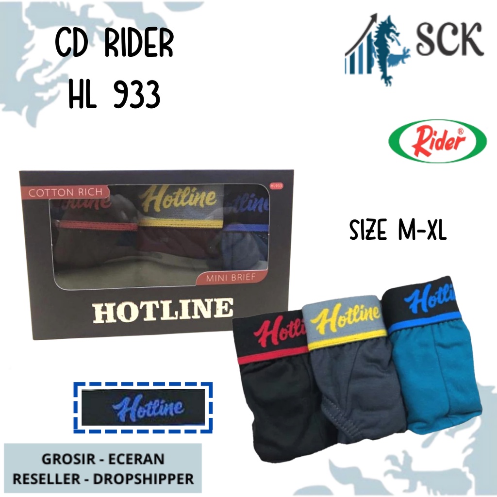 [ISI 3] Celana Dalam Pria HOTLINE 933 karet Brief by RIDER TERMURAH TERBARU / CD Olahraga R 933 / Pakaian Dalam Cowok - sckmenwear GROSIR