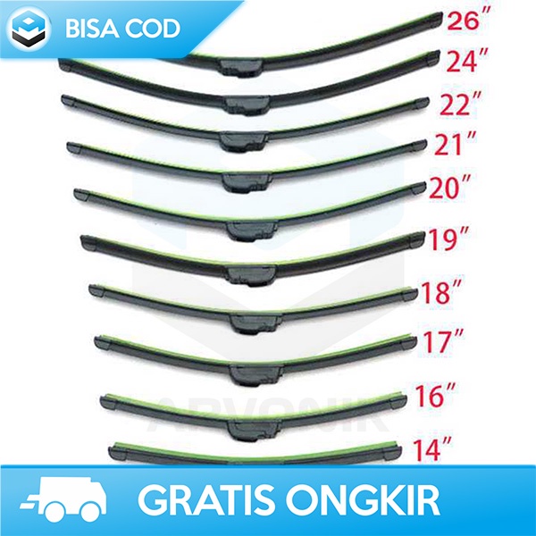 WIPER KACA MOBIL DENGAN PENGAIT TIPE U TAFFWARE KARET PLASTIK 16 INCH