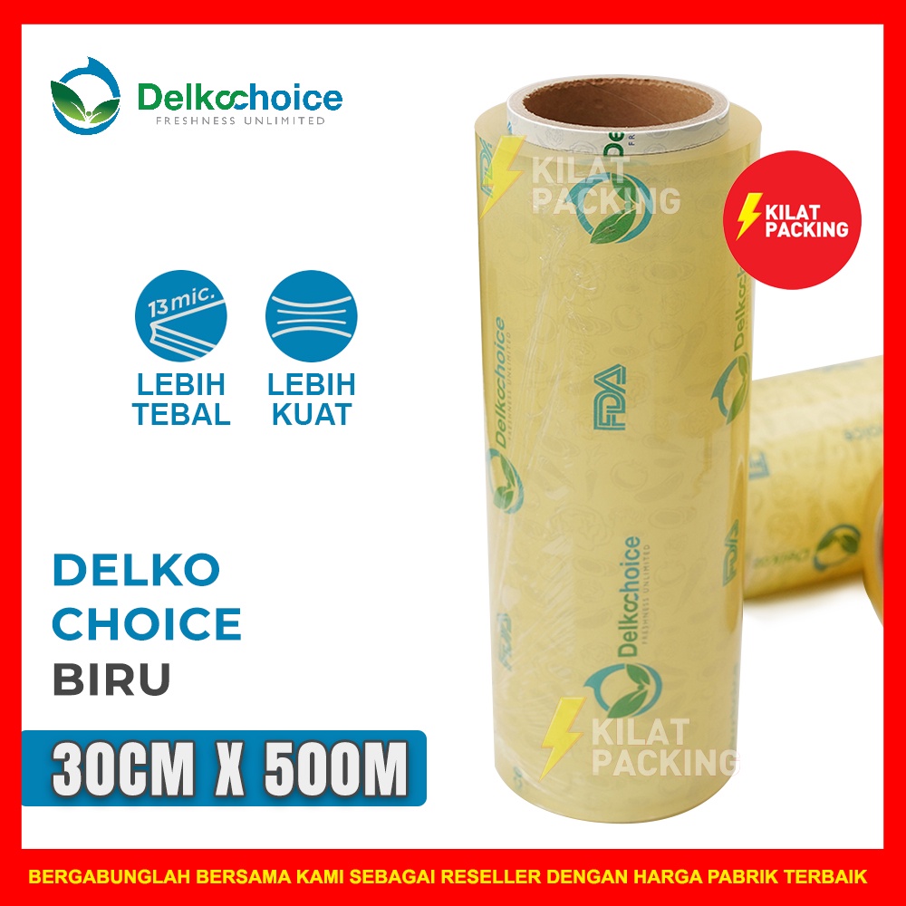 PLASTIK WRAPPING MAKANAN BIRU PREMIUM 30CM X 500M / FOOD WRAPPING / CLING WRAP DELKOCHOICE SATUAN