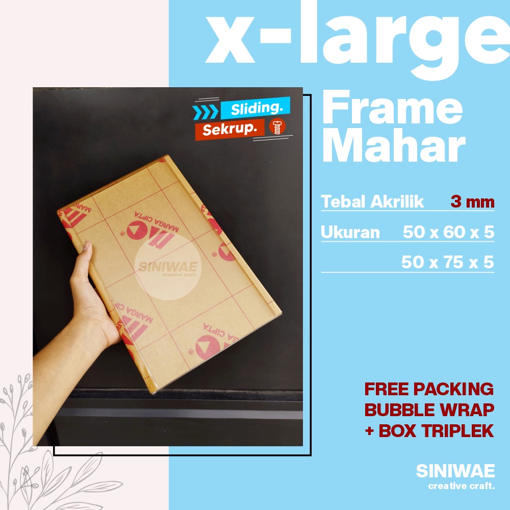 Frame Mahar Akrilik 50x75 50x60 Box Kotak Sekrup Baut Acrylic Tebal 3mm 75x50 60x60 Kosongan Tetes Air Bingkai Transparant 3D Box Bingkai Seserahan Pernikahan 75 x 50