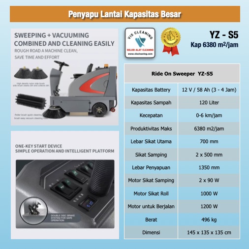 Ride On Sweeper YZ S5 (Mesin Penyapu tenaga Battery)