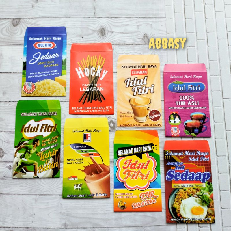 

Amplop ampau lebaran Motif Snack medium karakter DFA isi 50 Lembar Mix 5 karakter