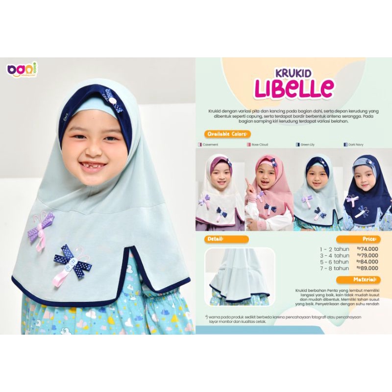 krukid libelle Bani batuta/kerudung anak lucu Bani batuta/kerudung anak Bani batuta ori