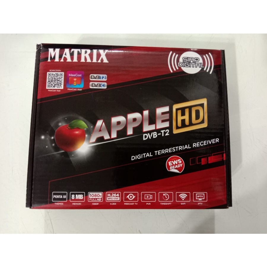 Receiver Tv Digital Stb Matrix Apple Merah HD DVBT2 DVB T2 Antena Uhf