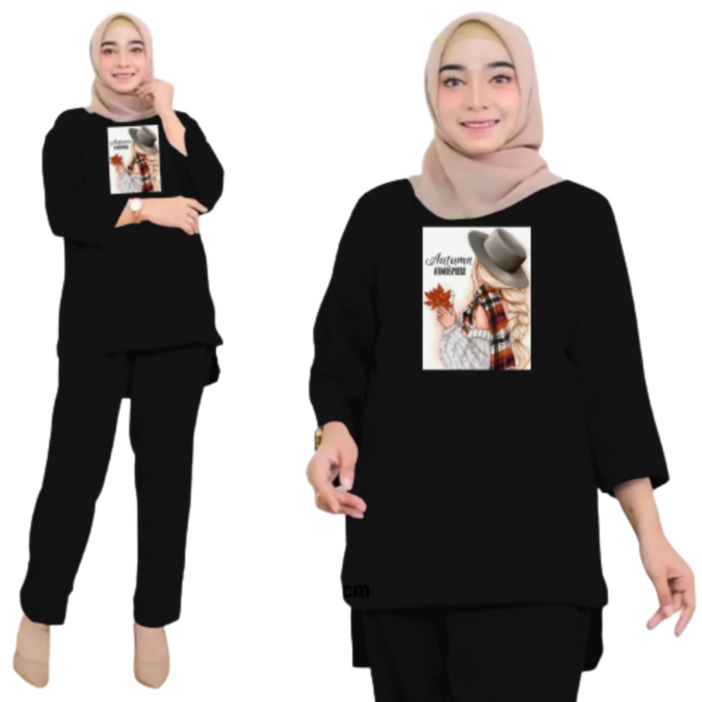 Setelan Kaos Wanita Dewasa Oversize Ld 130 cm Terbaru 2023 Viral Gambar DTF Bahan Kaos Babyterry Tangan 3/4 dan Celana Panjang One Set Wanita Dewasa Jumbo Kekinian Atasan Baju Wanita Dewasa Big Size Stelan Baju Wanita Santai Autumn Atmosphere