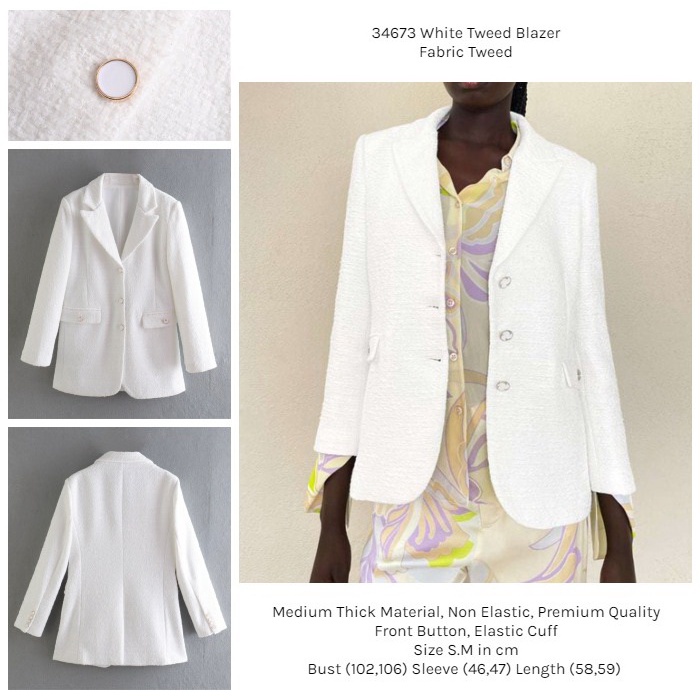 34673 Blazer Putih Blazer Tweed Blazer Kantor Blazer Formal Office Blazer
