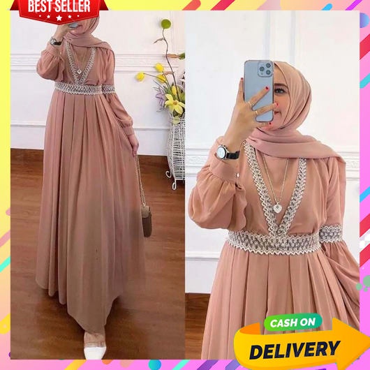 Gamis Lebaran Dewasa Terbaru Remaja Cewek Mewah Syari Khimar Games2021 Set Cadar Motif Busui Adem Ga