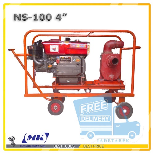 Pompa Tambak Irigrasi 4" Diesel 16HP Rangka Troli