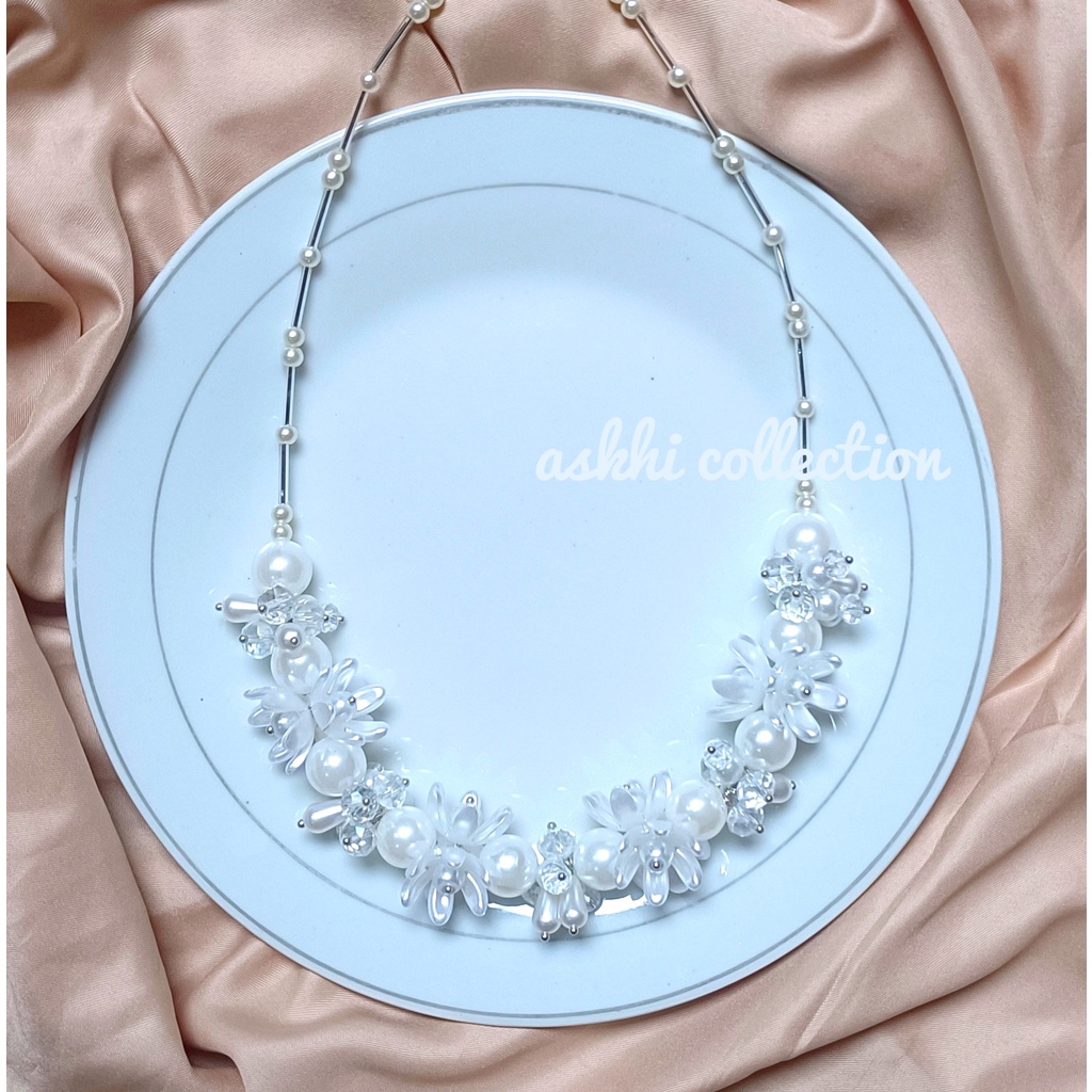 PREMIUM CRYSTAL BEADS NECKLACE / KALUNG DAILY HIJAB / Kalung Kristal Medan