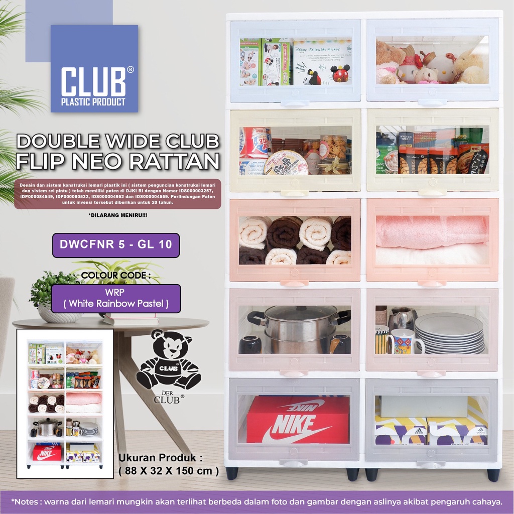 Lemari Plastik Serbaguna Kaca 8 10 Pintu Double Wide Club Flip Neo Rottan Lemari Makanan Tempat Sepa