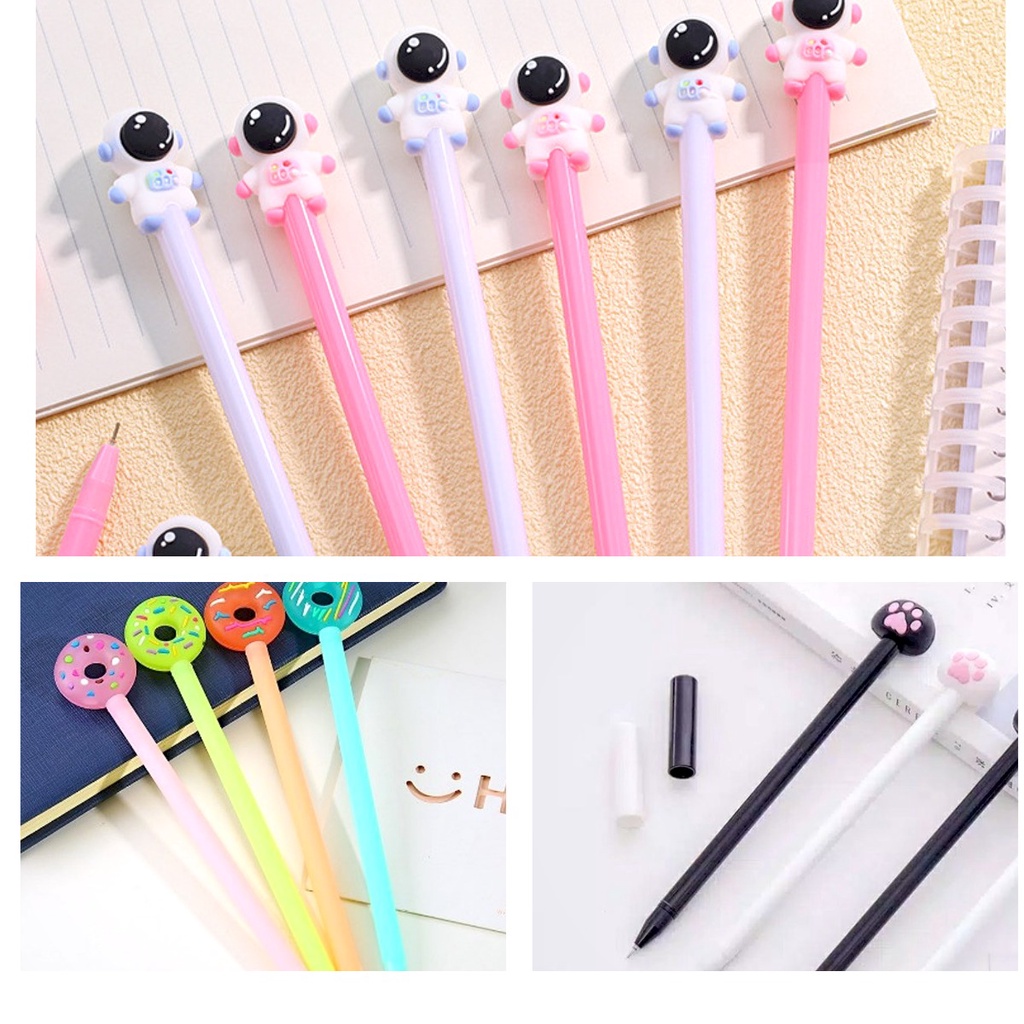 

[FS] Pulpen Gel Bermotif Pastel Colour Pena Astronot Donat Paw Telapak Kucing ATK Lucu