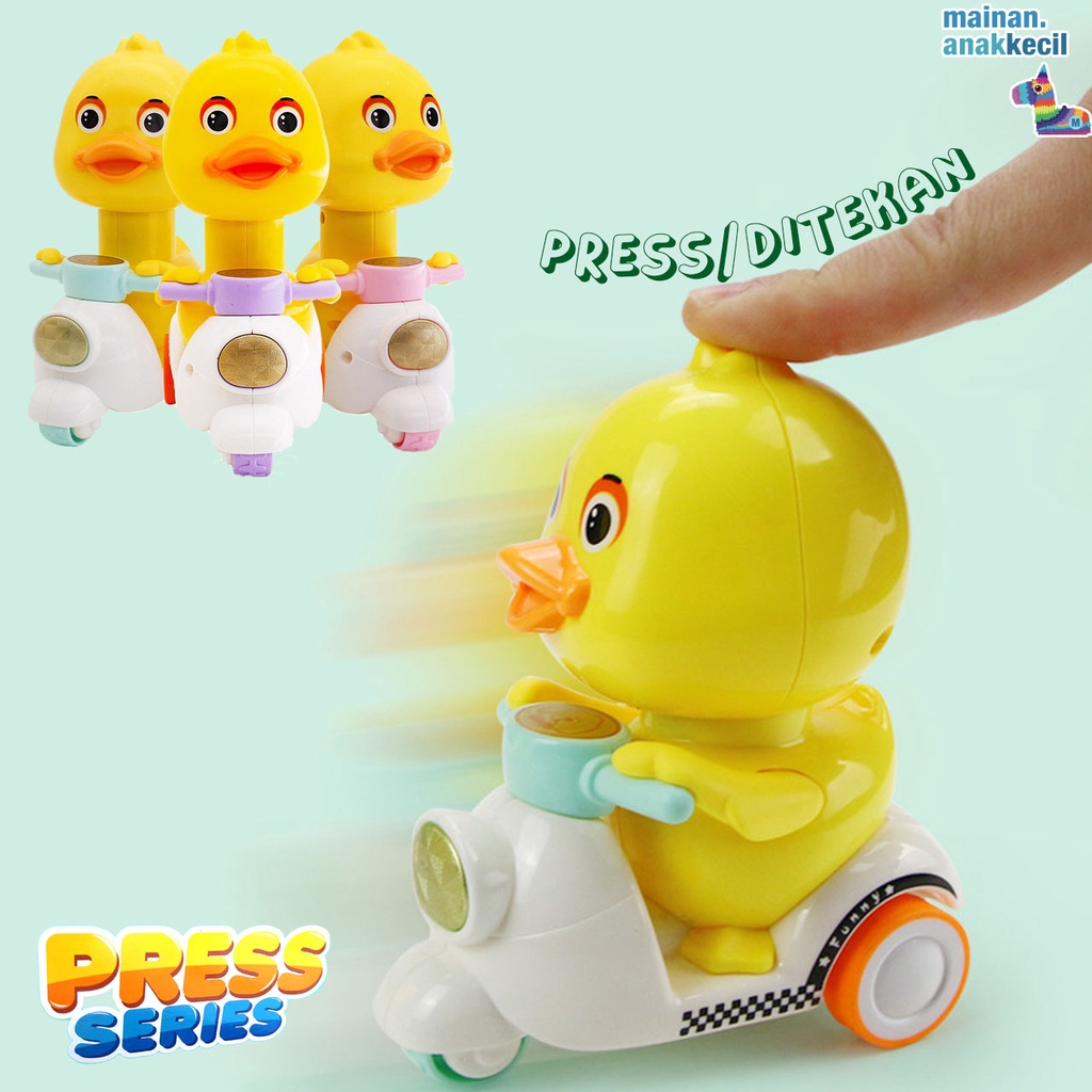 Mainan Anak Pull Back Cute Duck Bebek Naik Motor Pull Back Bebek Mainan Tekan Press