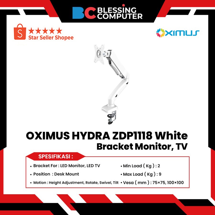 OXIMUS HYDRA ZDP1118 White Bracket Monitor, TV