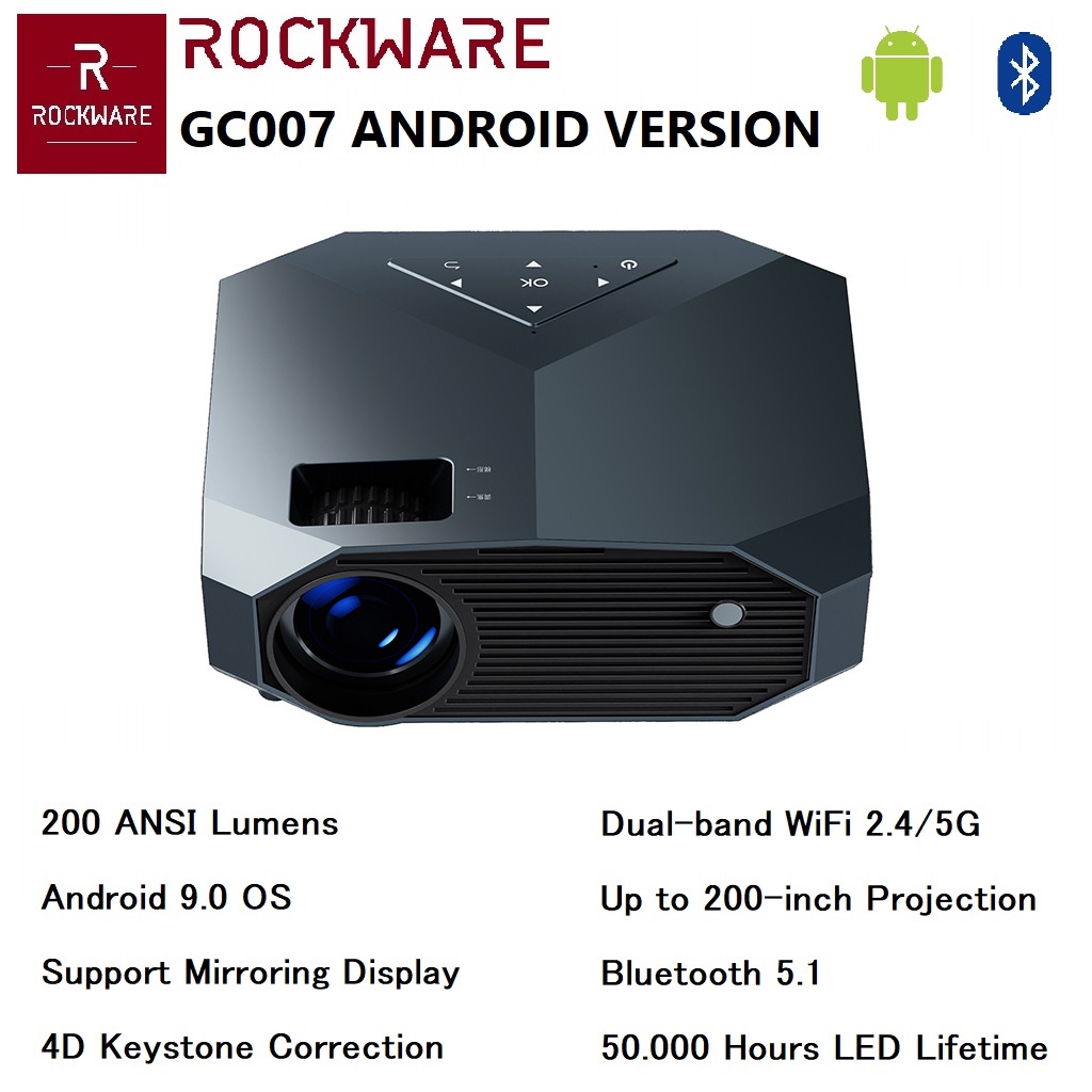 ROCKWARE GC007 Proyektor ANDROID Projector FHD 1080P - 200 ANSI Lumens