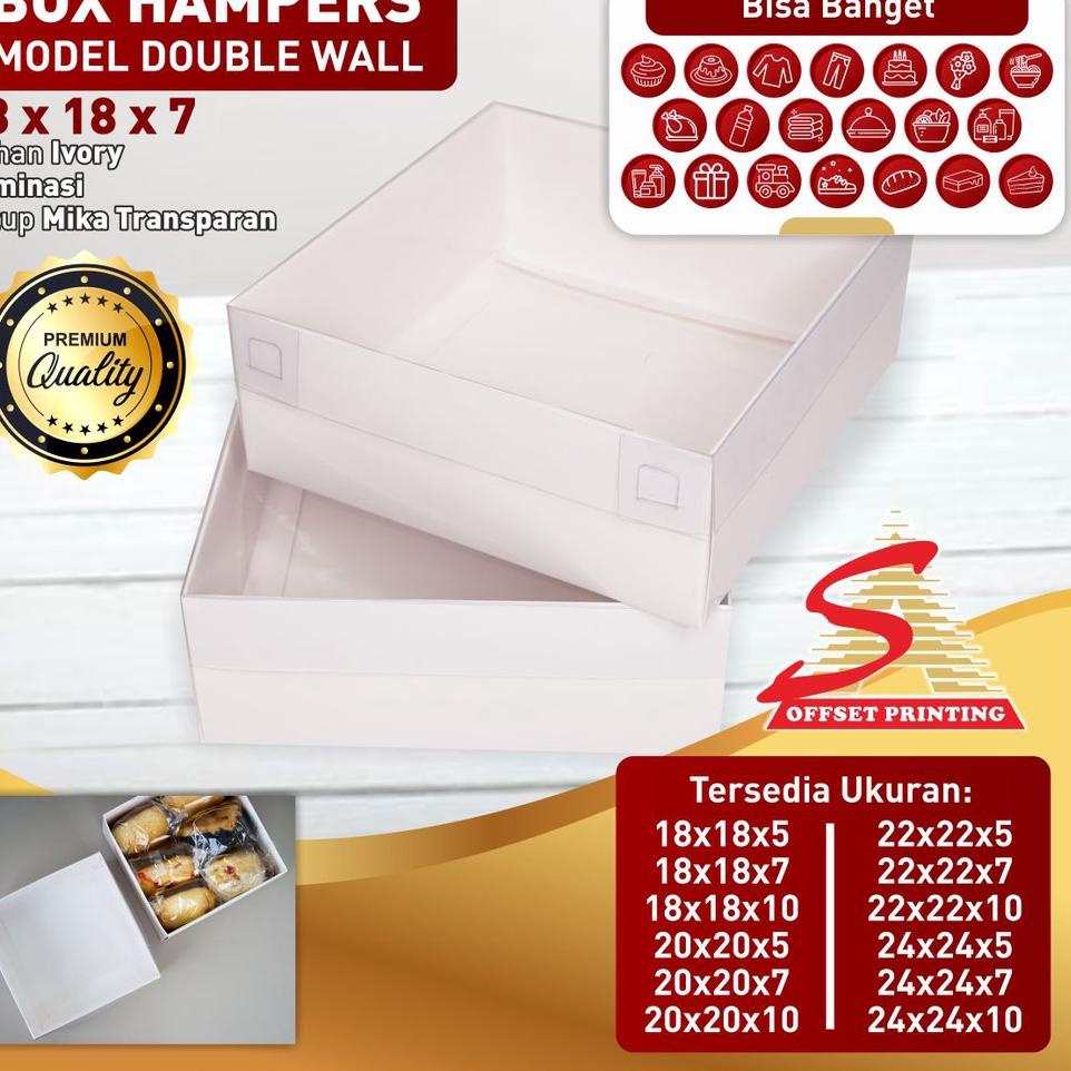 

♛ 18 x 18 x 7 Box Hampers tutup mika/box dus kemasan Pudding/Spiku/Marmer cake/cake/lapis legit ☟