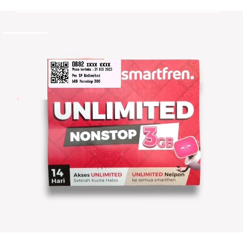 6GB PERDANA SMARTFREN UNLIMITED NONSTOP 3GB + KUOTA LOKAL 3GB