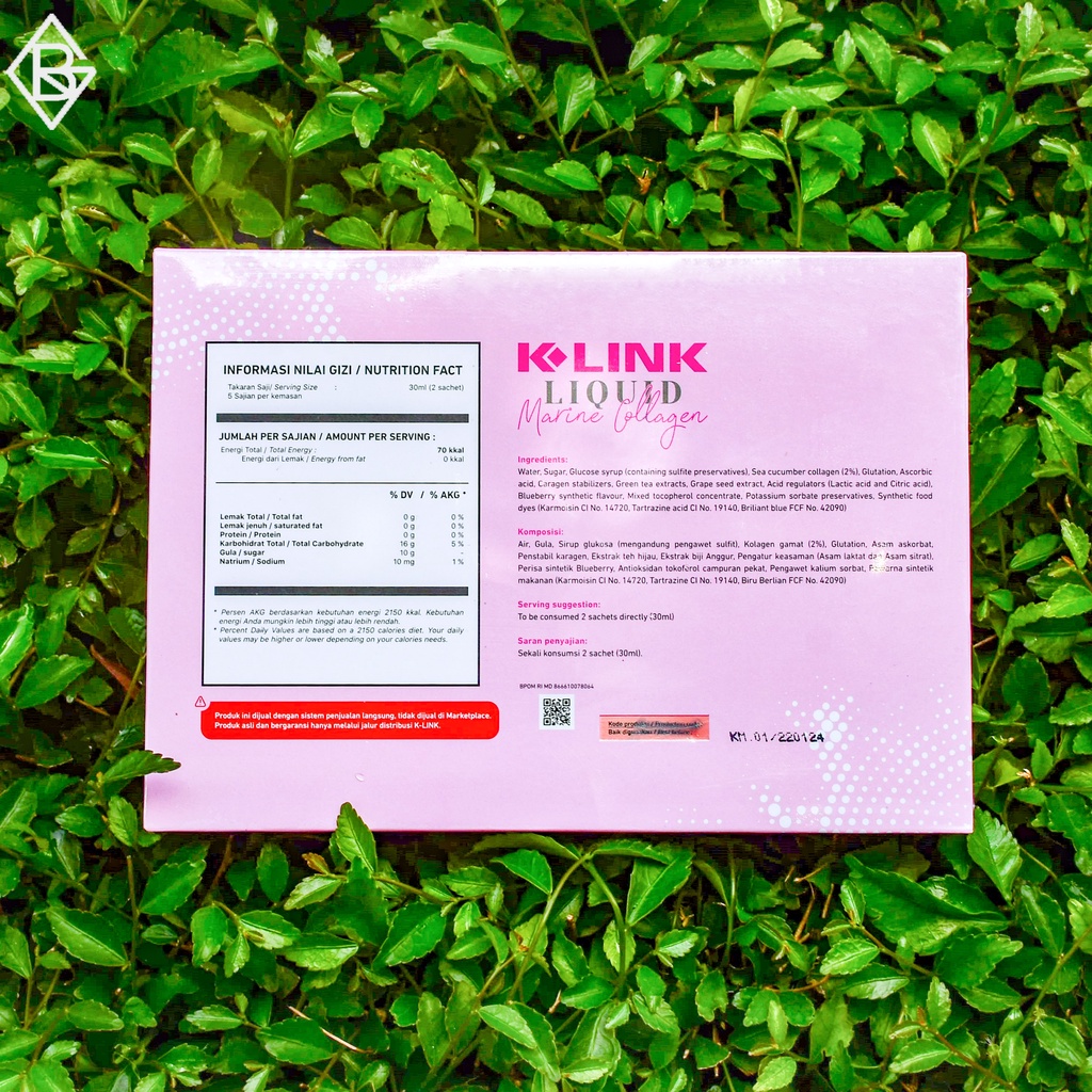 K-Link Liquid Marine Collagen 30 Sachet @ 15ml | COLLAGEN KLINK | ISI 30 SACHET